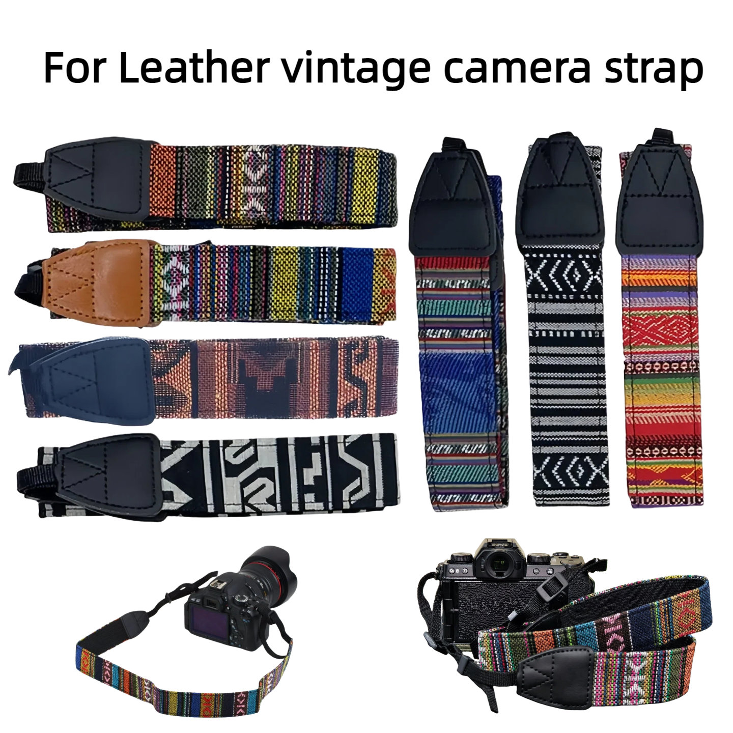 Camera Strap Leather - Correa Ajustable para Cámara, Estilo Étnico