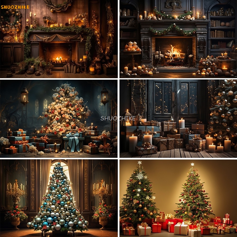 Photography Backdrop Muslin - Fondo de Navidad Beenle fotografía chimenea