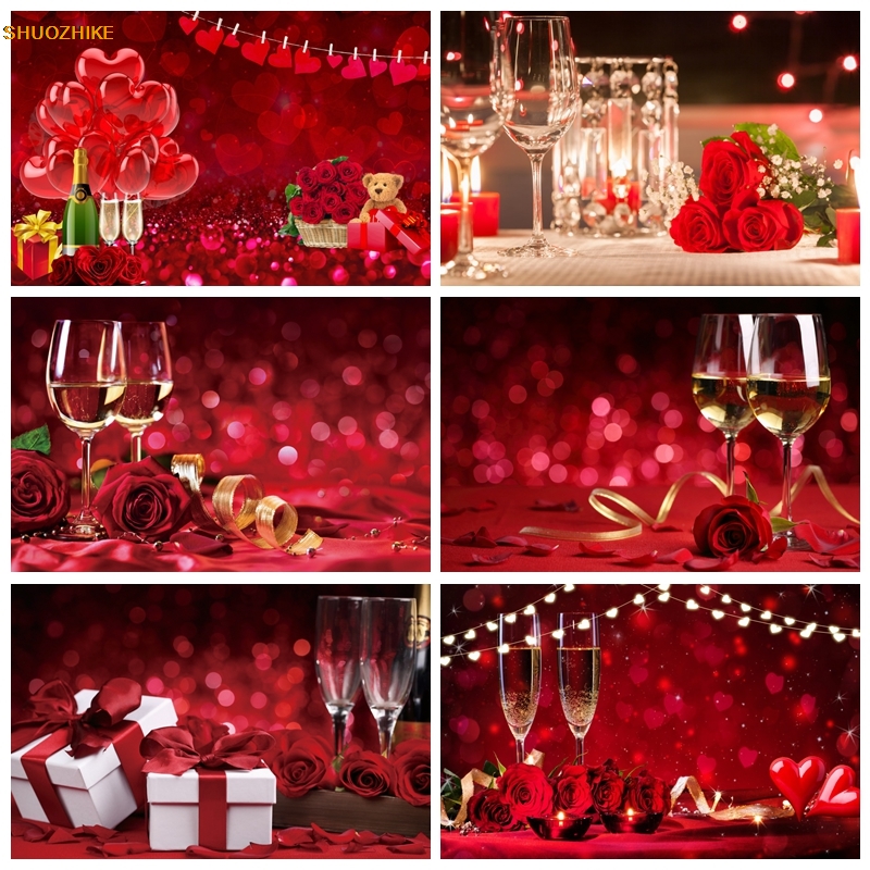 Photography Backdrop Muslin - Globos de corazones rojos amor Día