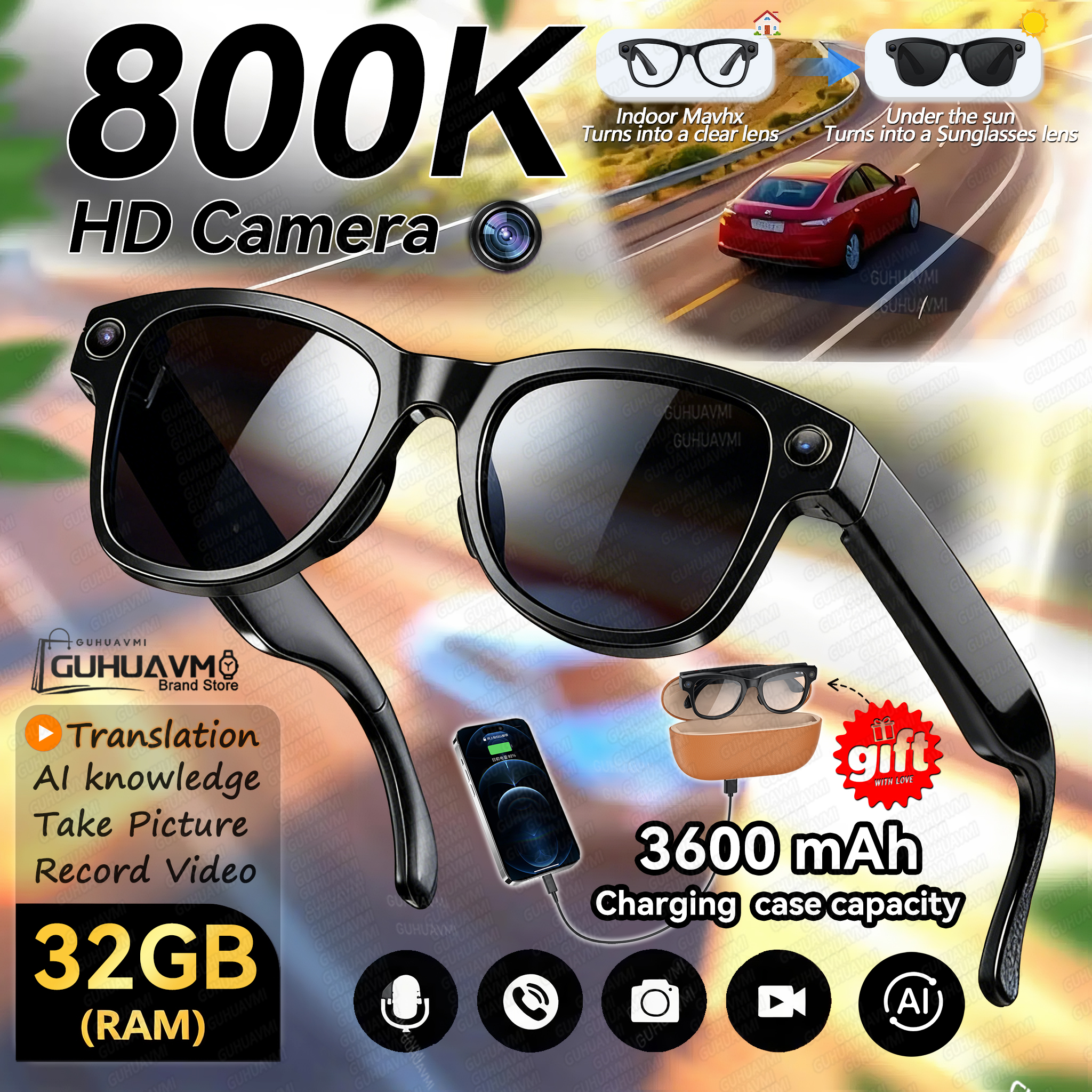 Photography With Ai - Nuevo 800W 4k HD Cámara gafas