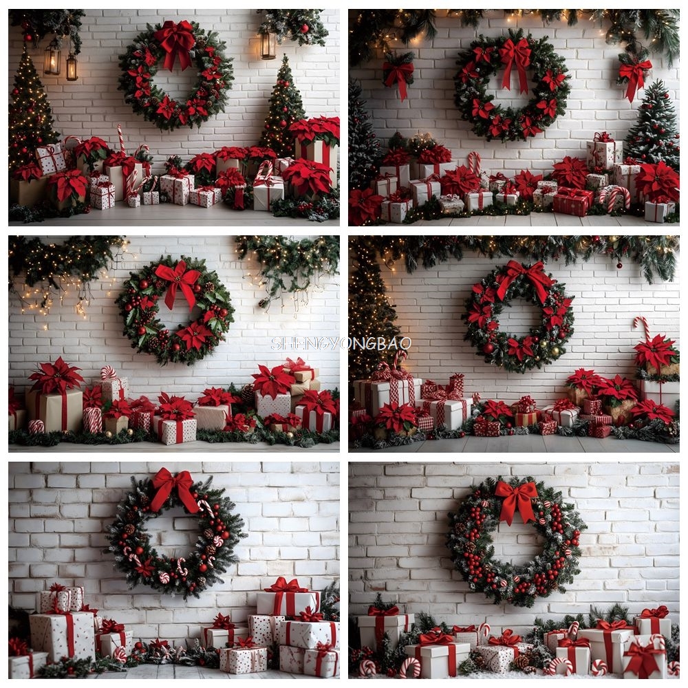 Photography Backdrop Muslin - Regalos corona pared de ladrillo blanco